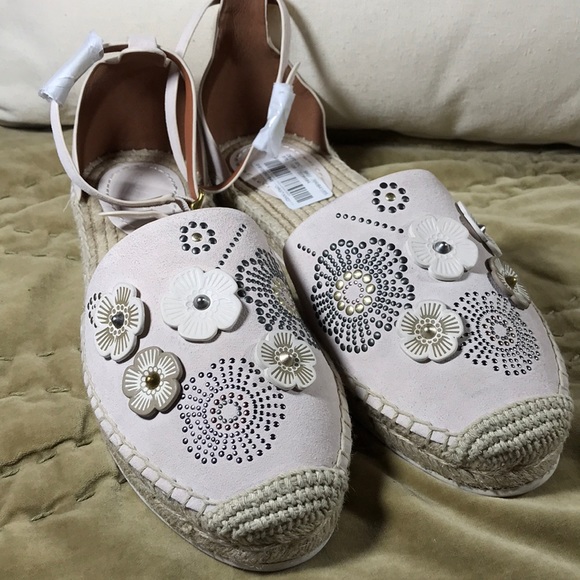 Coach Ankle Strap Astor Espadrille Tea Rose Rivets - Picture 3 of 7